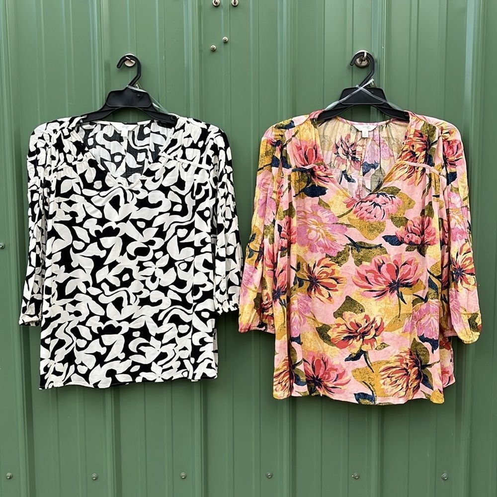 Women's Lightweight Poet Sleeve Blouse Shirt 2-Pack Size 0X
